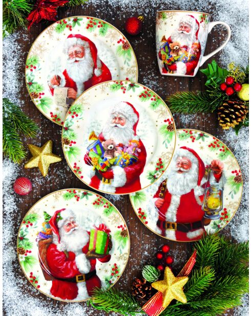 Set van 2 veelkleurige Santa Is Coming porseleinen bekers - 350ml