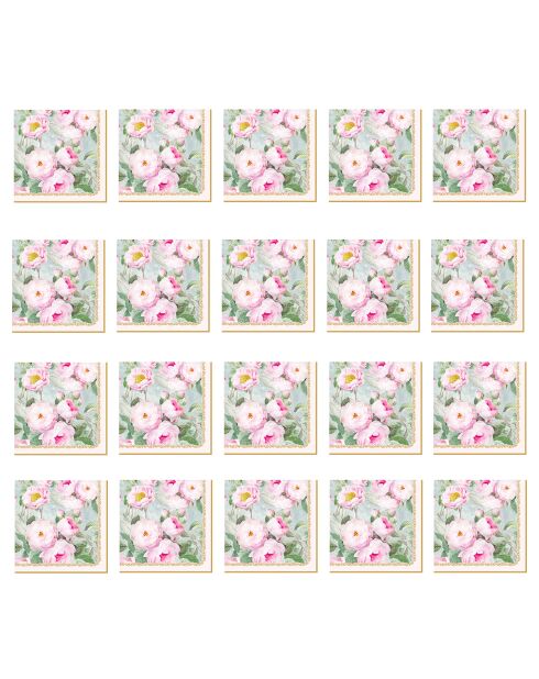 Set de 20 servilletas de papel multicolores con forma de rosas en flor, 33 x 33 cm