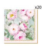 Set mit 20 mehrfarbigen Papierservietten „Roses in Bloom“, 33 x 33 cm