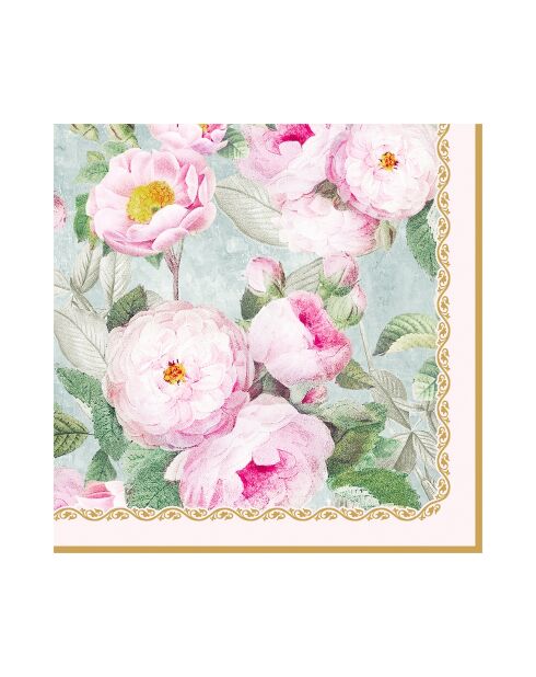 Set mit 20 mehrfarbigen Papierservietten „Roses in Bloom“, 33 x 33 cm