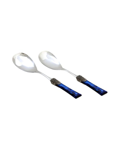 Juego de 2 porciones de ensalada de acero inoxidable azul Syrah, 25 x 5 x 4 cm