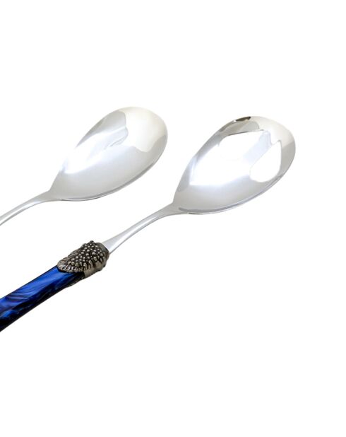 Juego de 2 porciones de ensalada de acero inoxidable azul Syrah, 25 x 5 x 4 cm