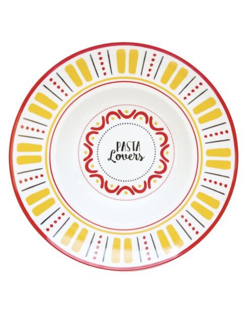 Plato para pasta de porcelana Pasta & Pizza Lovers multicolor, 30 x 30 x 6,5 cm