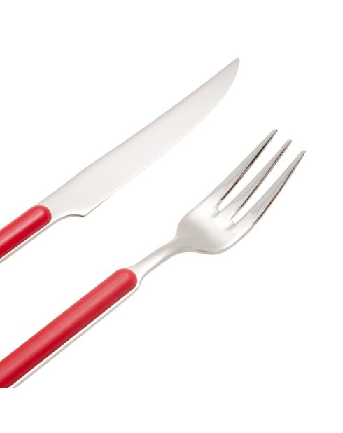 Sylt rode roestvrijstalen steakbestekset - 12 stuks