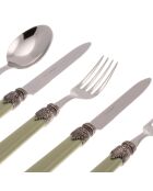 Juego de cubiertos clásico de acero inoxidable verde salvia - 36 piezas