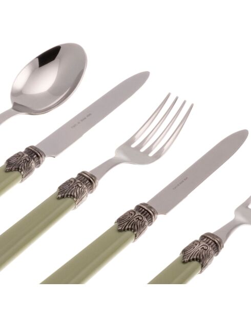 Juego de cubiertos clásico de acero inoxidable verde salvia - 36 piezas