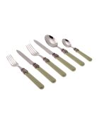Juego de cubiertos clásico de acero inoxidable verde salvia - 36 piezas