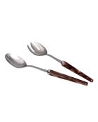 Lot de 2 services à salade en acier inoxydable Maui marron - 25 x 5 x 4 cm