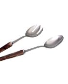 Lot de 2 services à salade en acier inoxydable Maui marron - 25 x 5 x 4 cm