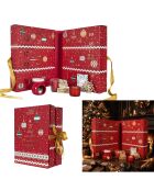 Calendario de adviento con velas y sorpresas navideñas, color rojo, 25,2 x 33,5 x 13,2 cm