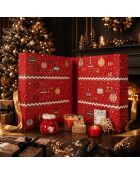 Calendario de adviento con velas y sorpresas navideñas, color rojo, 25,2 x 33,5 x 13,2 cm