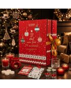 Calendario de adviento con velas y sorpresas navideñas, color rojo, 25,2 x 33,5 x 13,2 cm
