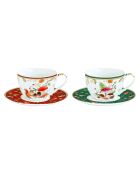 Set aus 2 Porzellantassen mit Untertassen Autumn Breeze mehrfarbig - 240 ml