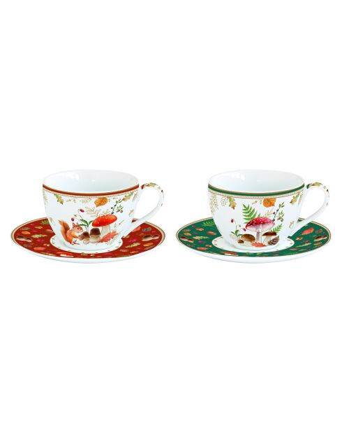 Set de 2 tazas de porcelana con platillos Autumn Breeze multicolor - 240 ml