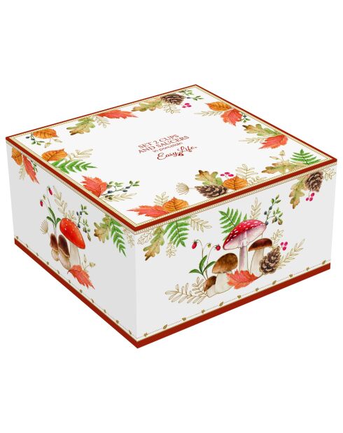 Set de 2 tazas de porcelana con platillos Autumn Breeze multicolor - 240 ml