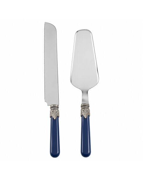 Set de 2 postres clásicos de acero inoxidable azul, 25 x 5 x 4 cm