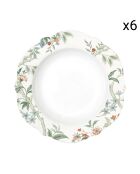 Set mit 6 mehrfarbigen Suppentellern aus grünem Porzellan von Zen Garden, 23 x 23 x 3,5 cm