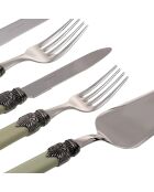 Klassisches Besteckset aus Edelstahl salbeigrün - 75-teilig