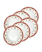 Set van 6 veelkleurige nostalgische porseleinen kerstborden - 21,5 x 21,5 x 3,5 cm