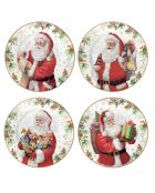 Lot de 4 assiettes à dessert en porcelaine Santa Is Coming multicolores - 19 x 19 x 1,5 cm