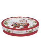 Lot de 4 assiettes à dessert en porcelaine Santa Is Coming multicolores - 19 x 19 x 1,5 cm