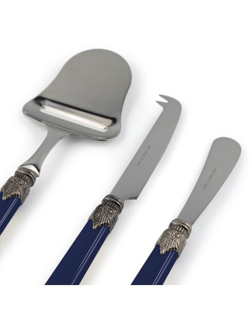 Set clásico de 3 quesos azules de acero inoxidable, 26 x 5,8 x 7 cm