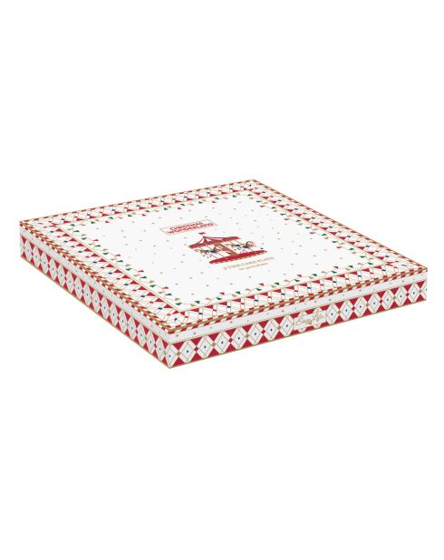 Soporte para tartas de porcelana multicolor Christmas Wonderland de 2 niveles, 27 x 27 x 4 cm