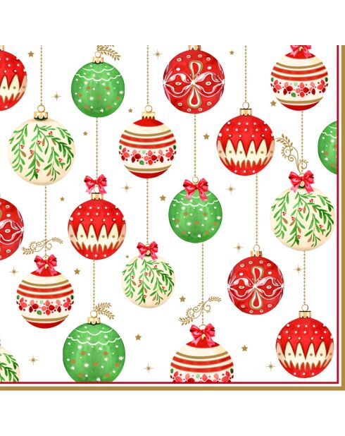 Set de 20 servilletas de papel multicolores para Nochebuena, 33 x 33 x 8 cm