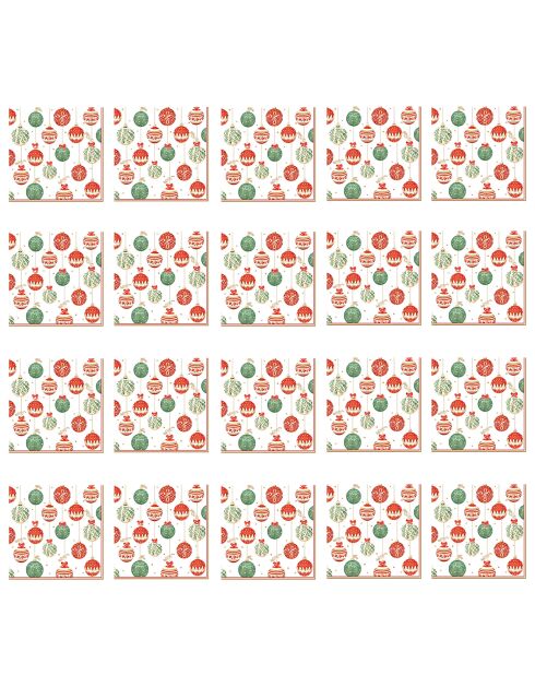 Set de 20 servilletas de papel multicolores para Nochebuena, 33 x 33 x 8 cm