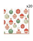 Set de 20 servilletas de papel multicolores para Nochebuena, 33 x 33 x 8 cm