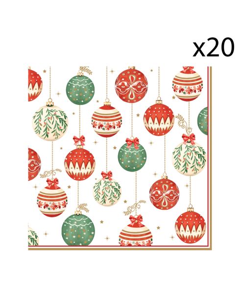 Set de 20 servilletas de papel multicolores para Nochebuena, 33 x 33 x 8 cm