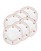 Juego de 6 platos de sopa de porcelana multicolor para Nochebuena, 21,5 x 21,5 x 3,5 cm