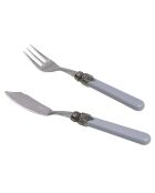 Set di posate da pesce in acciaio inossidabile grigio classico - 12 pezzi