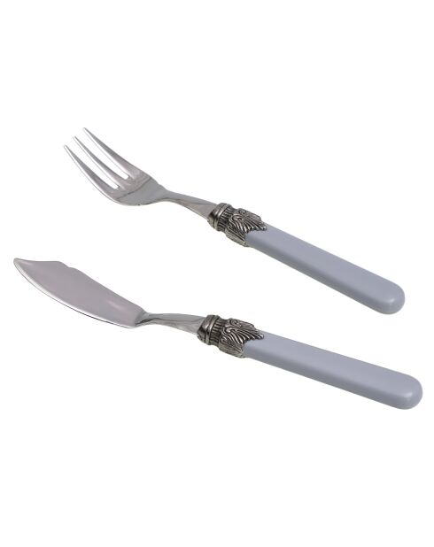 Juego clásico de cubiertos de pescado de acero inoxidable gris - 12 piezas