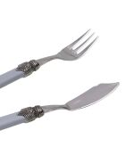 Set di posate da pesce in acciaio inossidabile grigio classico - 12 pezzi