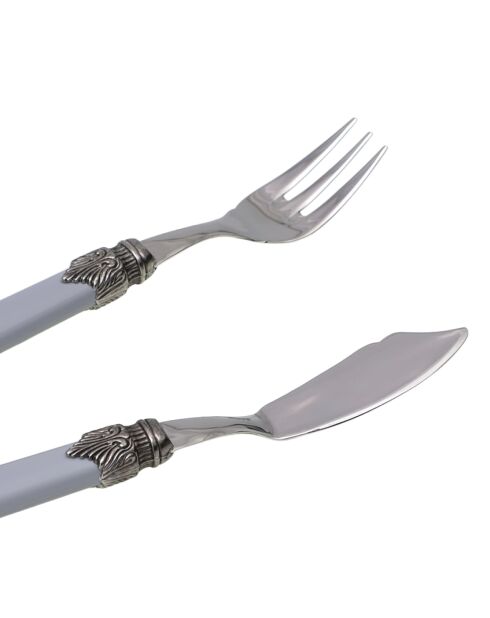Juego clásico de cubiertos de pescado de acero inoxidable gris - 12 piezas