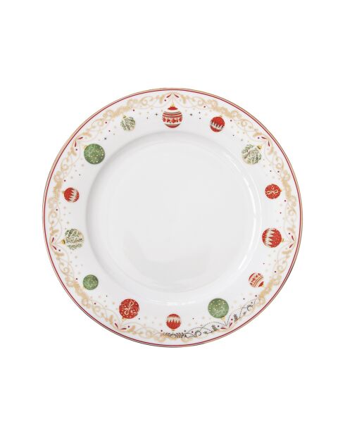 Juego de 6 platos llanos multicolores de porcelana para Nochebuena, 27 x 27 x 2 cm