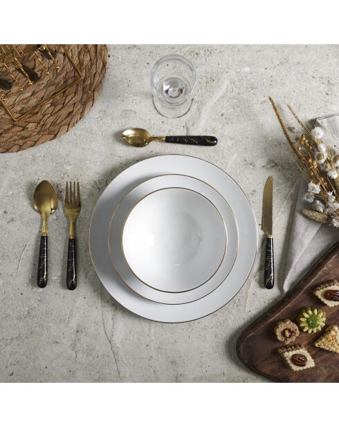 Service vaisselle porcelaine 12pièces erina blanc - 27 x 3.5 x 27 cm