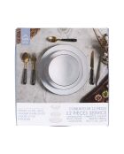 Service vaisselle porcelaine 12pièces erina blanc - 27 x 3.5 x 27 cm