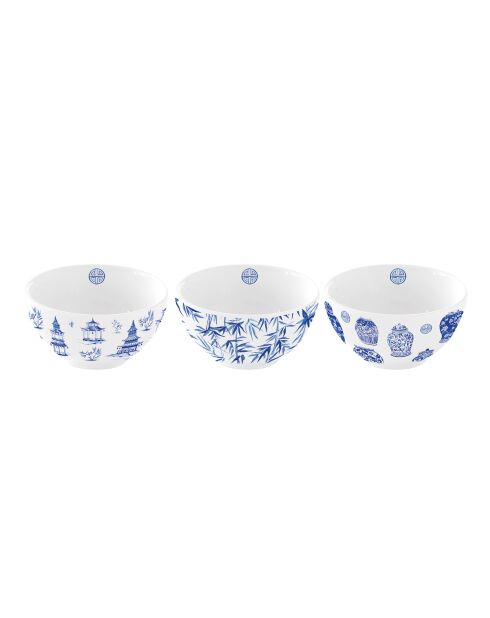 Set de 3 cuencos de porcelana Pagoda multicolores, 10 x 10 x 10,5 cm