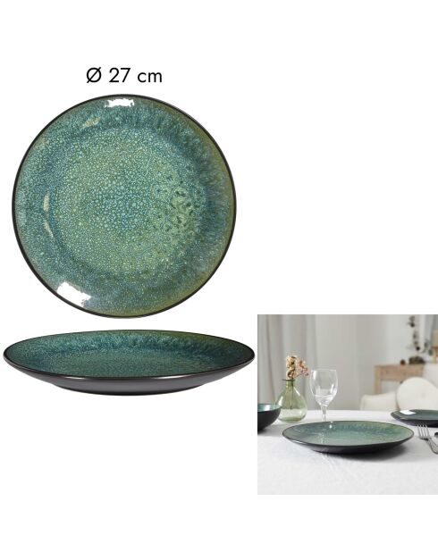 Lot de 6 assiettes Elia vertes/noires - D. 27 cm