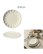 Lot de 6 assiettes Calista écrues - D. 20 cm