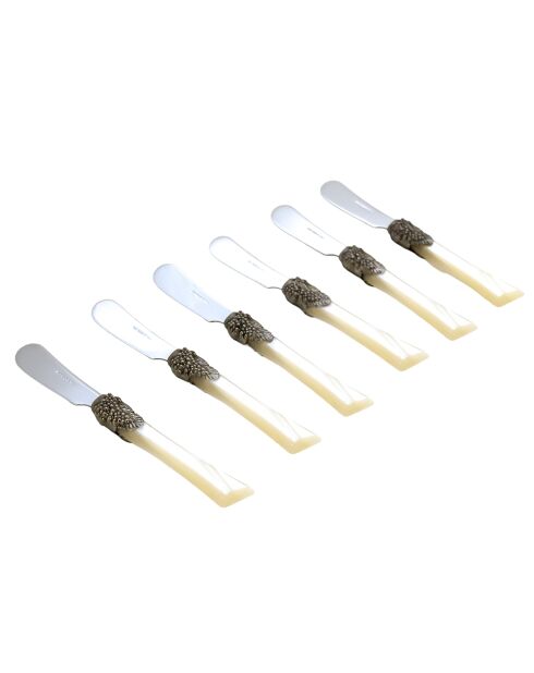 Syrah Ivory Butterstreuer aus Edelstahl, 16,5 x 4,5 x 5 cm, 6er-Set
