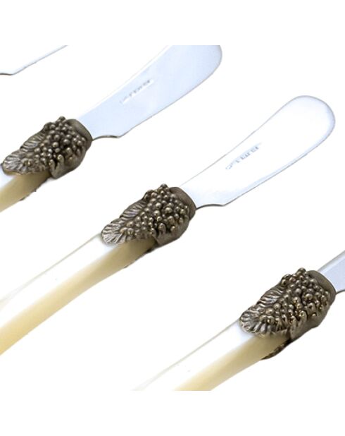 Syrah Ivory Butterstreuer aus Edelstahl, 16,5 x 4,5 x 5 cm, 6er-Set