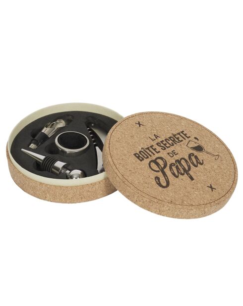 Caja de vino Papa Cork beige de 4 piezas, 14,7 x 4 x 14,7 cm