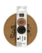Coffret à vin 4 pièces papa liège beige - 14.7 x 4 x 14.7 cm