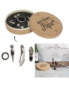 Coffret à vin 4 pièces papa liège beige - 14.7 x 4 x 14.7 cm