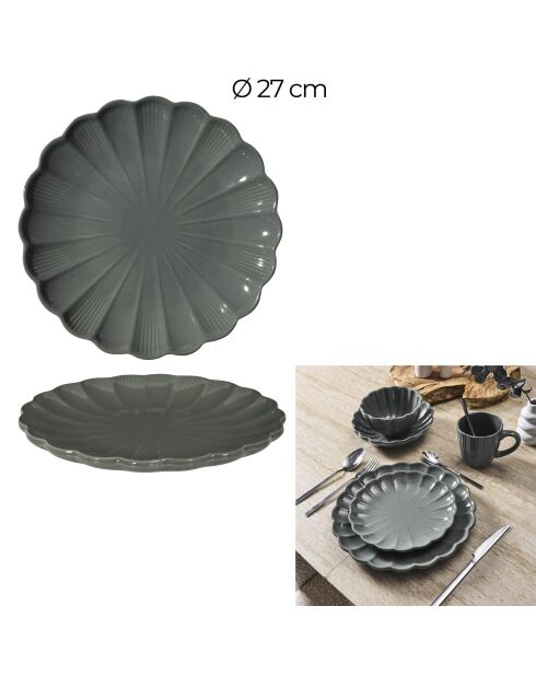 Set de 6 platos Calista grises - D. 27 cm