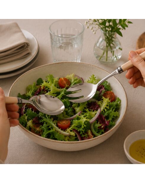 Lot de 2 services à salade en acier inoxydable Giulietta 1,5 beige - 25 x 5 x 4 cm