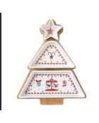 Christmas Wonderland meerkleurige aperitiefset met 3 schalen en porseleinen dienblad - 21 x 25 x 5,5 cm